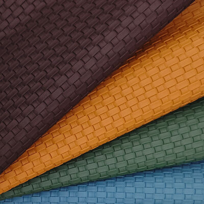 Embossed Weave Knitted Stripes PVC Synthetic Leather Microfiber Backing Water Anti-Mildew Resistant for Bags Sofa Home Decor