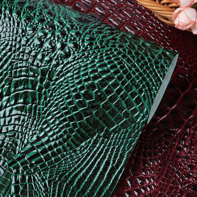 PVC Embossed Knitted Waterproof Stain Resistant Colorful Alligator Pattern Synthetic Leather for Shoes and Bags