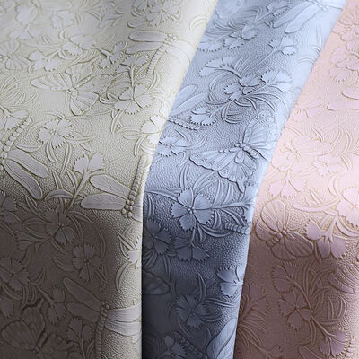 Tooled Bump Textured Floral Leaves Embossed Waterproof Vinyl PVC Synthetic Leather Fabric for Craft DIY Bags Furniture Garment