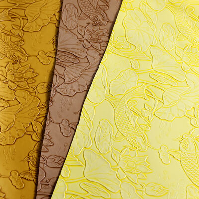 Waterproof Anti-Mildew Floral 3D Embossed 1mm Faux Synthetic Vinyl Fabric Knitted Upholstery PVC Leather Furniture Bag Garment