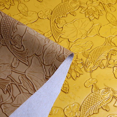 Waterproof Anti-Mildew Floral 3D Embossed 1mm Faux Synthetic Vinyl Fabric Knitted Upholstery PVC Leather Furniture Bag Garment