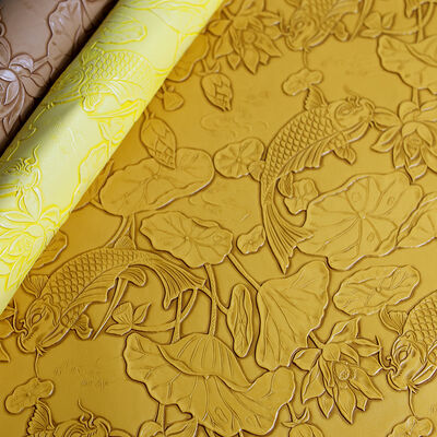 1.0 MM Classic Two Tone Color Embossed 3D Rose Floral PU Printed Faux Leather for Handbags Wallets Shoes Furniture