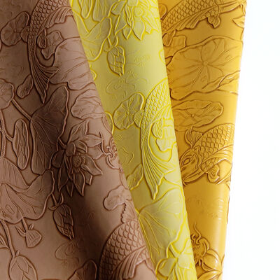 High Quality Flora 3D Grain Embossed PVC Synthetic Leather Material for Box Packing Bags Furniture Sports Garment Decorative