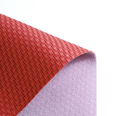 1.0mm Thick PVC Embossed Woven Synthetic Leather Fabric Decorative Elastic Anti-Pill Abrasion-Resistant Furniture Garment