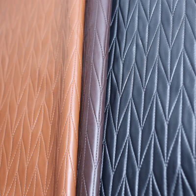 Artificial Synthetic Leather Rexin Faux Fabric PVC Embossed Diamond Pattern Quilted Foam Leather for Furniture and Bags