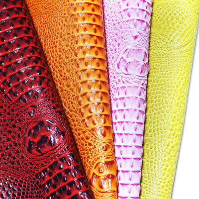 Glossy Embossed Synthetic PVC Leather Fabric Crocodile Faux Leather Waterproof Water Resistant Stain Resistant 1.5MM Thick for