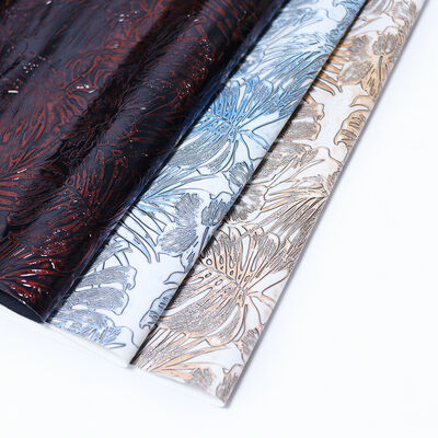 Antique Flower Grain Double Faced Embossed Knitted Eco-Friendly Synthetic PVC Leather Fabric Decorative Furniture Bag Belt