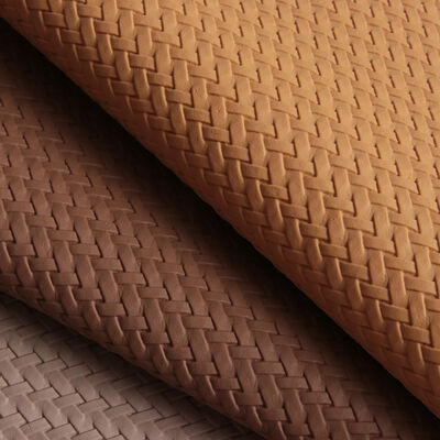 Custom Embossed Synthetic Faux PVC Woven Leather Garment Decorative Waterproof Eco-Friendly Furniture Making Handbags Wallpaper