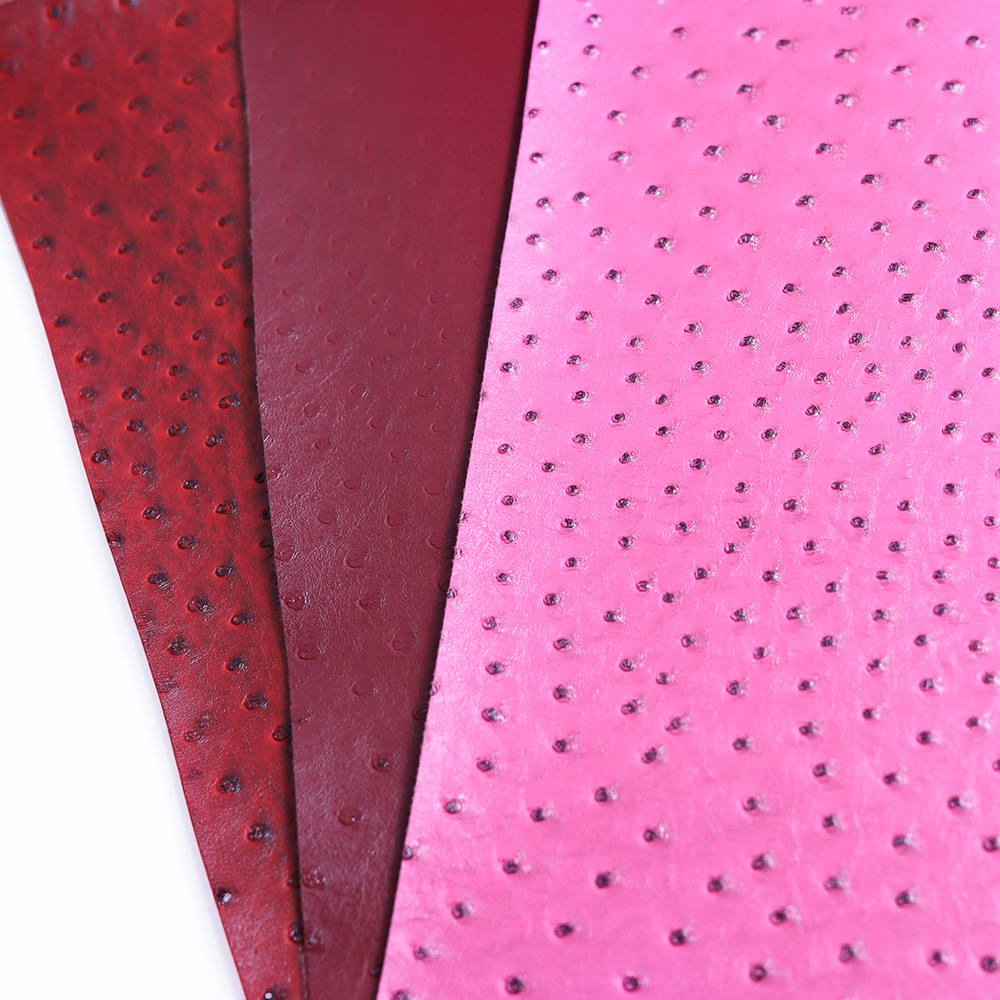 0.8mm Thick PVC Pig Skin Ostrich Embossed Rexine Leather Waterproof Customized Color Decorative Manufacturing Bags Shoes