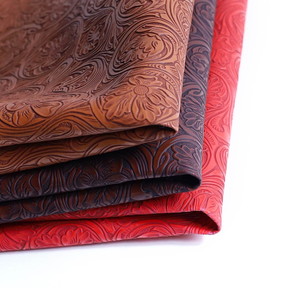 1MM Bump Textured Retro 3D Carved Floral Rose Pattern Embossed PVC Synthetic Faux Leather Rolls DIY Furniture Decorative Bags