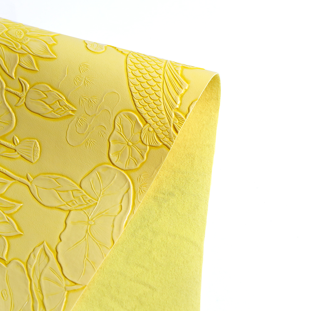 Waterproof Anti-Mildew Floral 3D Embossed 1mm Faux Synthetic Vinyl Fabric Knitted Upholstery PVC Leather Furniture Bag Garment
