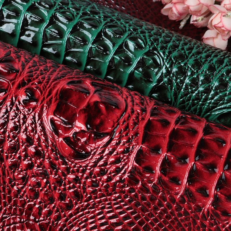 Glossy Embossed Synthetic PVC Leather Fabric Crocodile Faux Leather Waterproof Water Resistant for Bag,suitcases,shoes